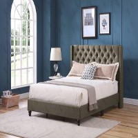 High Back Grey Platform Bed